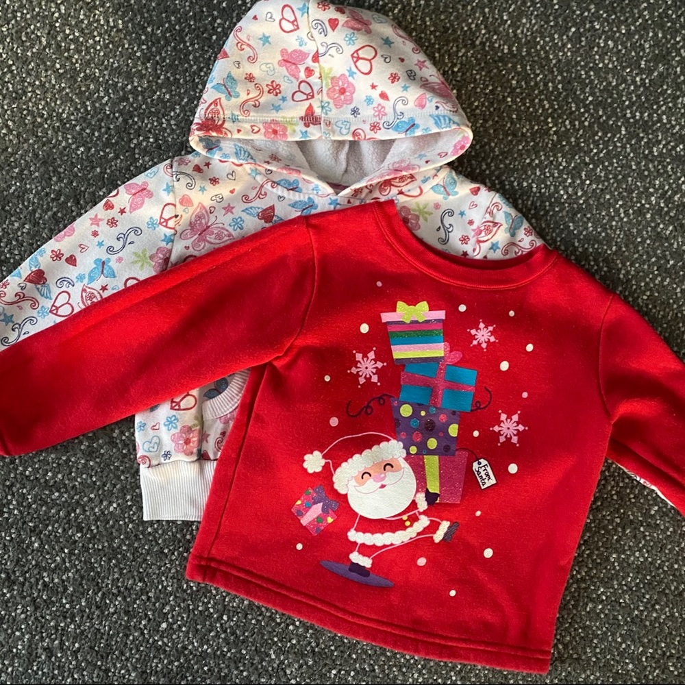 2-Pack Thick Cotton-blend Sweatshirts, Santa and Butterfly